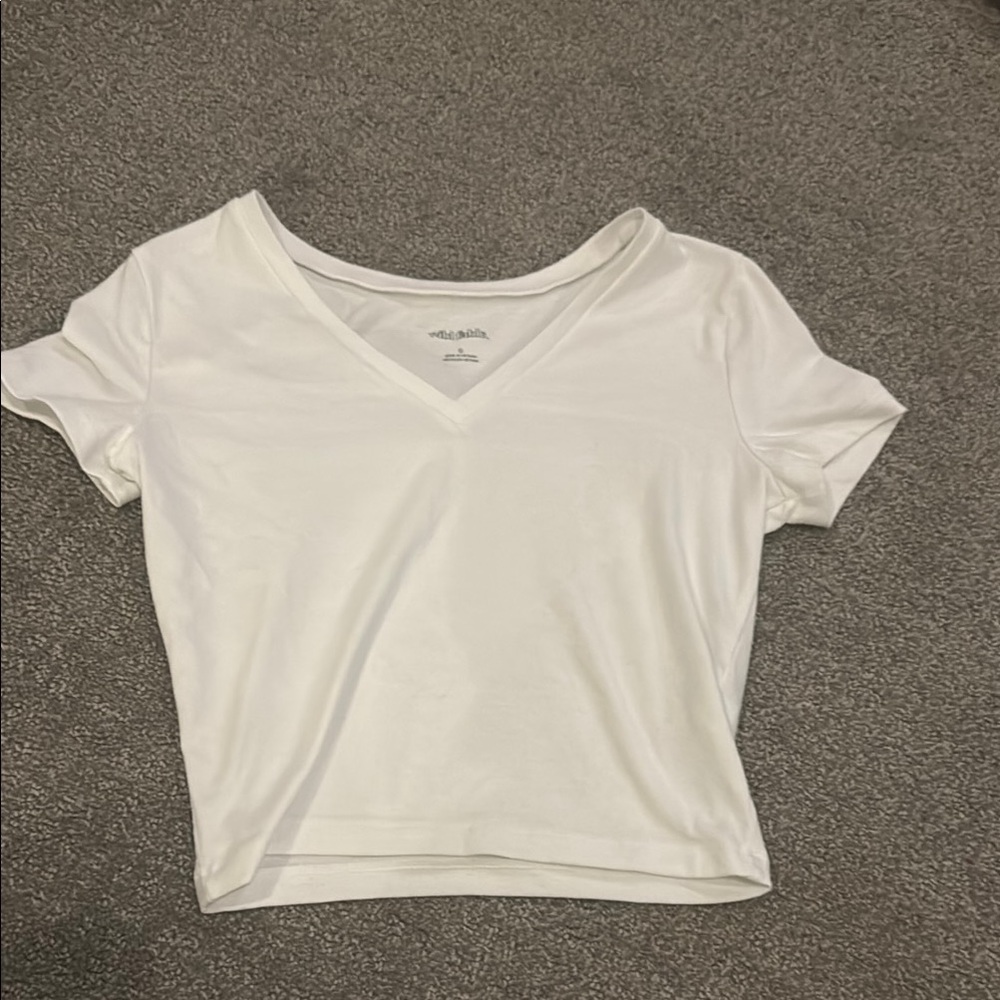Women's White V-Neck Crop Top
